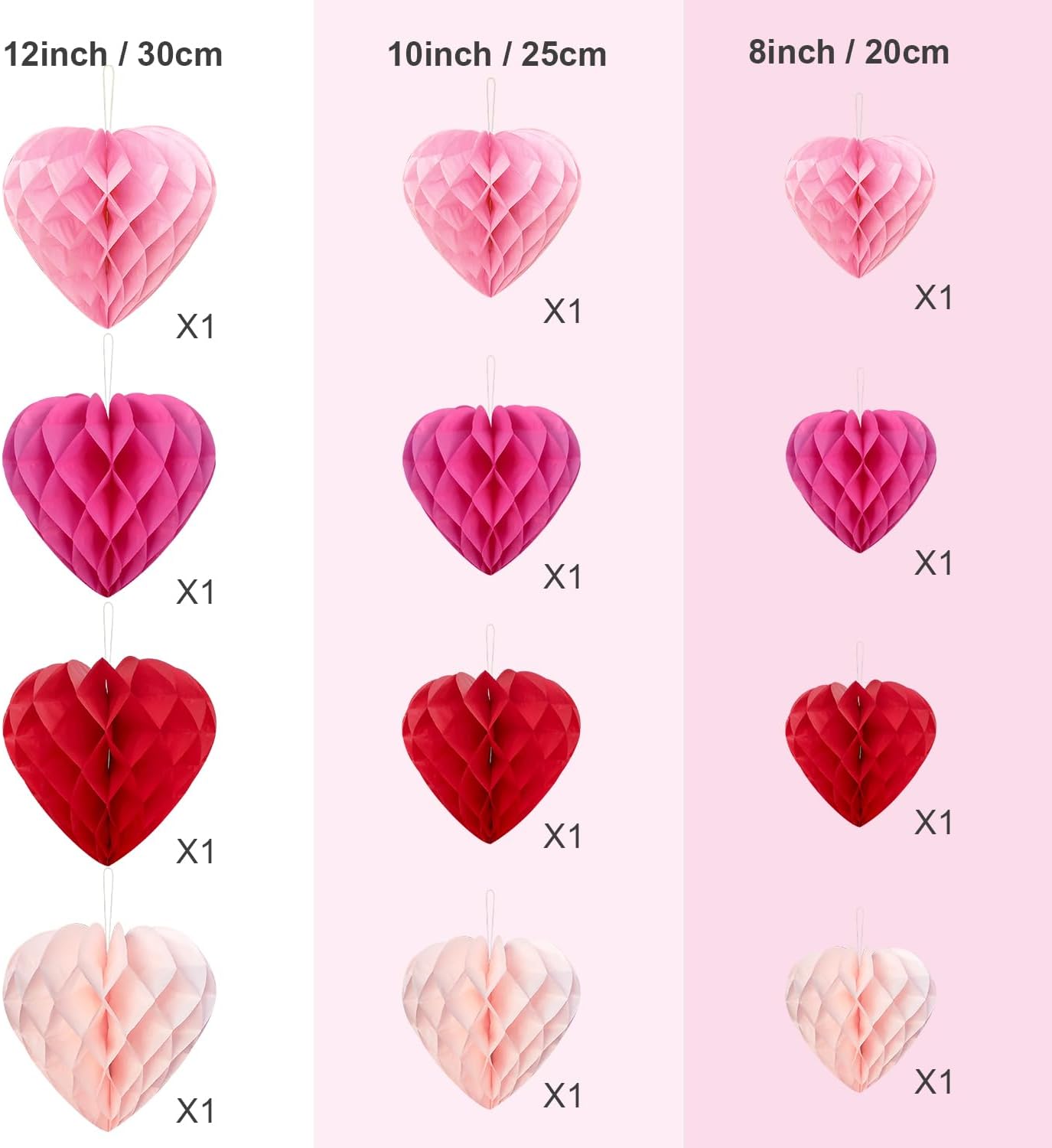 PheiLa 12pcs Heart Shaped Honeycomb Balls Party Decorations