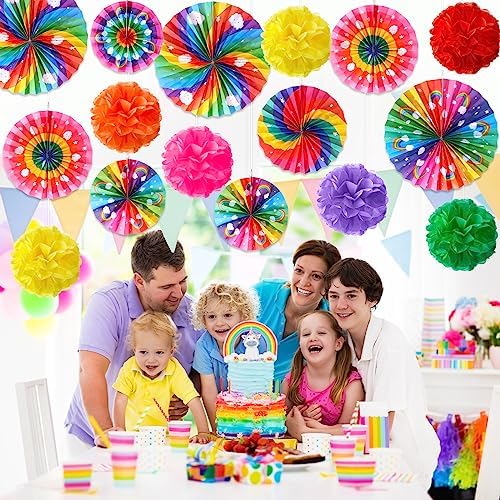 Outus 21 Pcs Rainbow Party Decorations