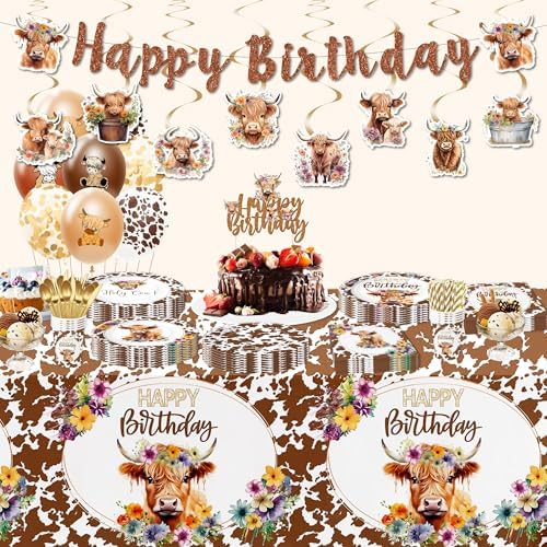 Highland Cow Party Tablecloth Set 3 Pack