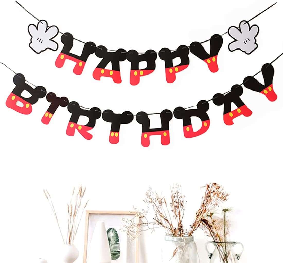 Morndew Cartoon Mouse Birthday Banner Set