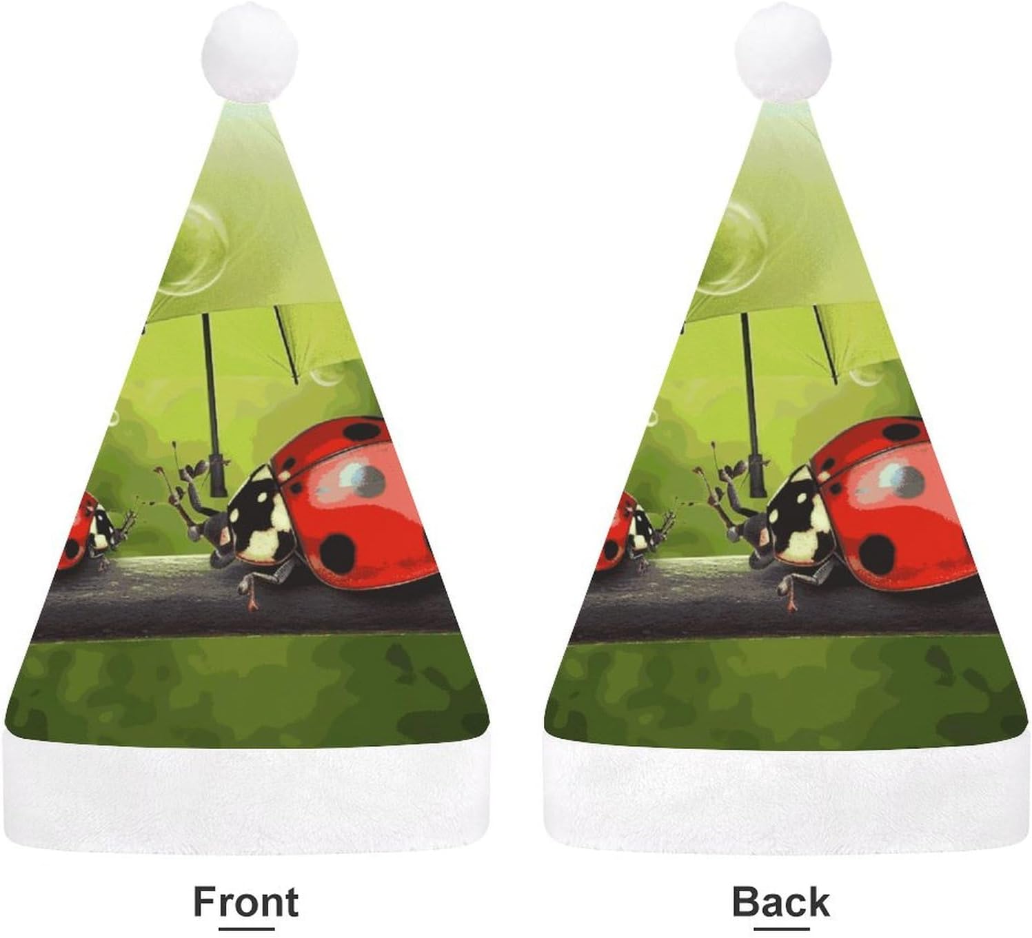 Funny Santa Hat with Ladybug and Umbrella Christmas Party Headwear