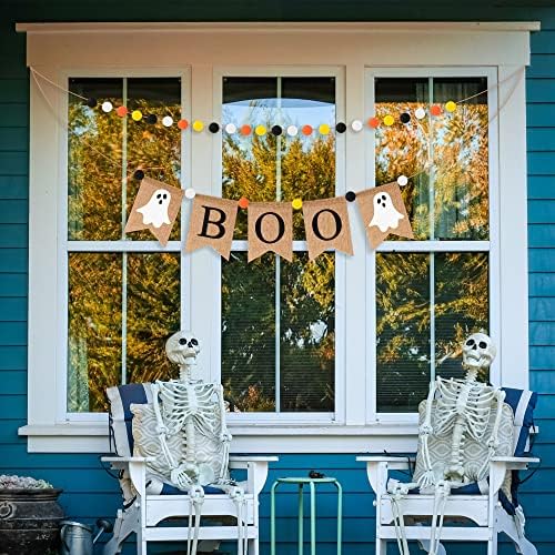WATINC 2pc Halloween Boo Burlap Banner Garland Set