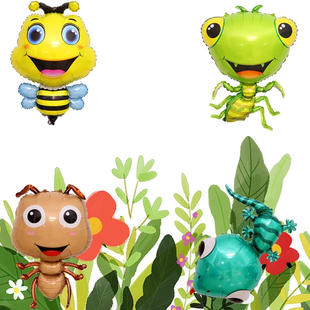 Insect Animal Balloons 4PCS Bee Gecko Ant Mantis