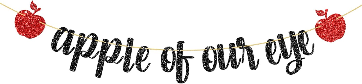 WeBenison Shiny Black Glitter Apple Banner