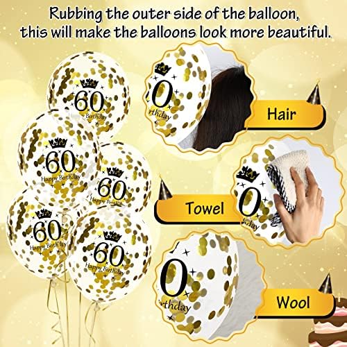 Black Gold 60th Birthday Balloons 15 Pcs Party Decor
