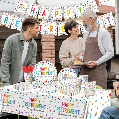 Retirement Party Decor Set 142pcs Plates Napkins Cups Tableware