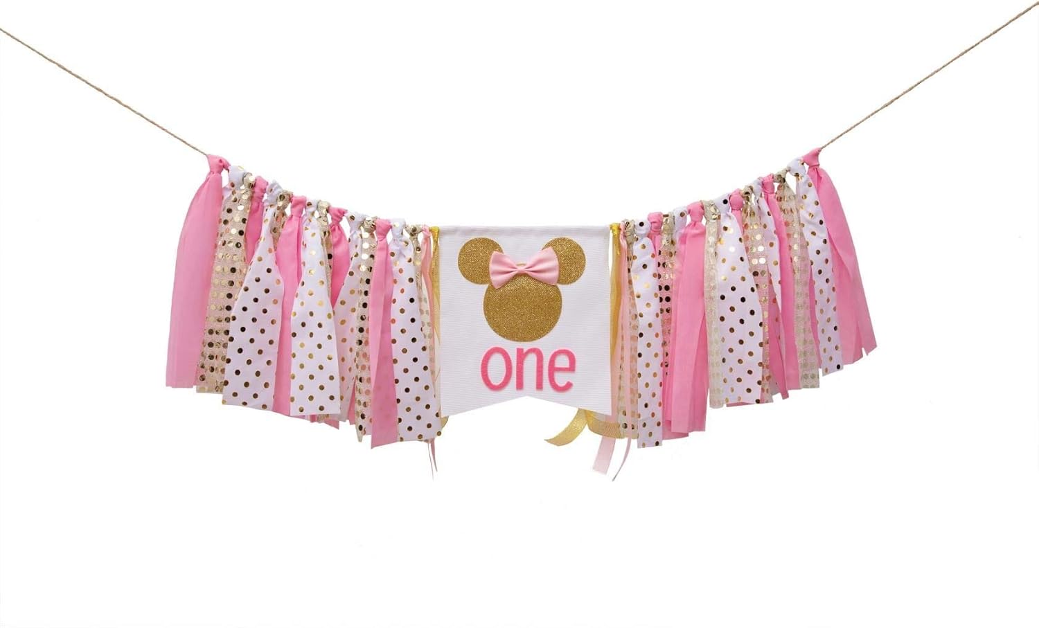 Pink and Gold Minnie Mouse Birthday Banner
