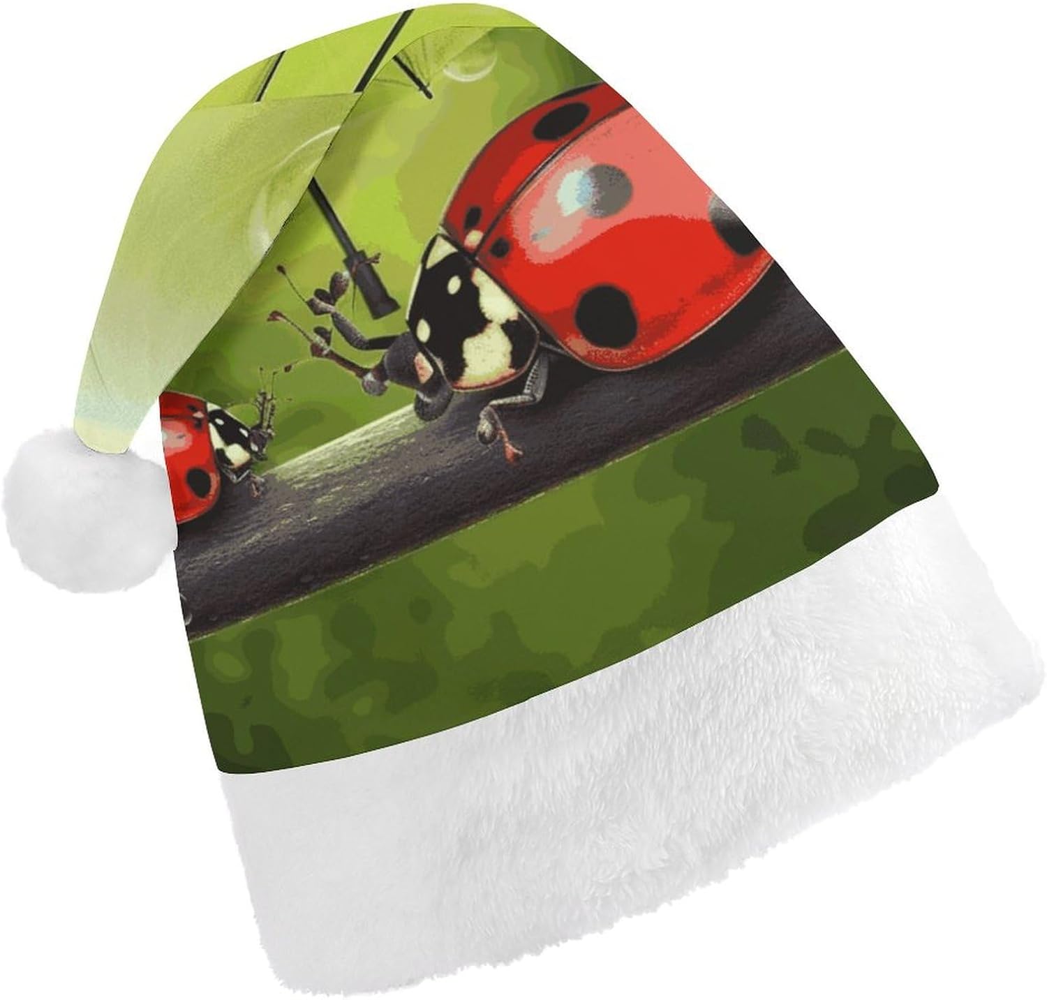 Funny Santa Hat with Ladybug and Umbrella Christmas Party Headwear