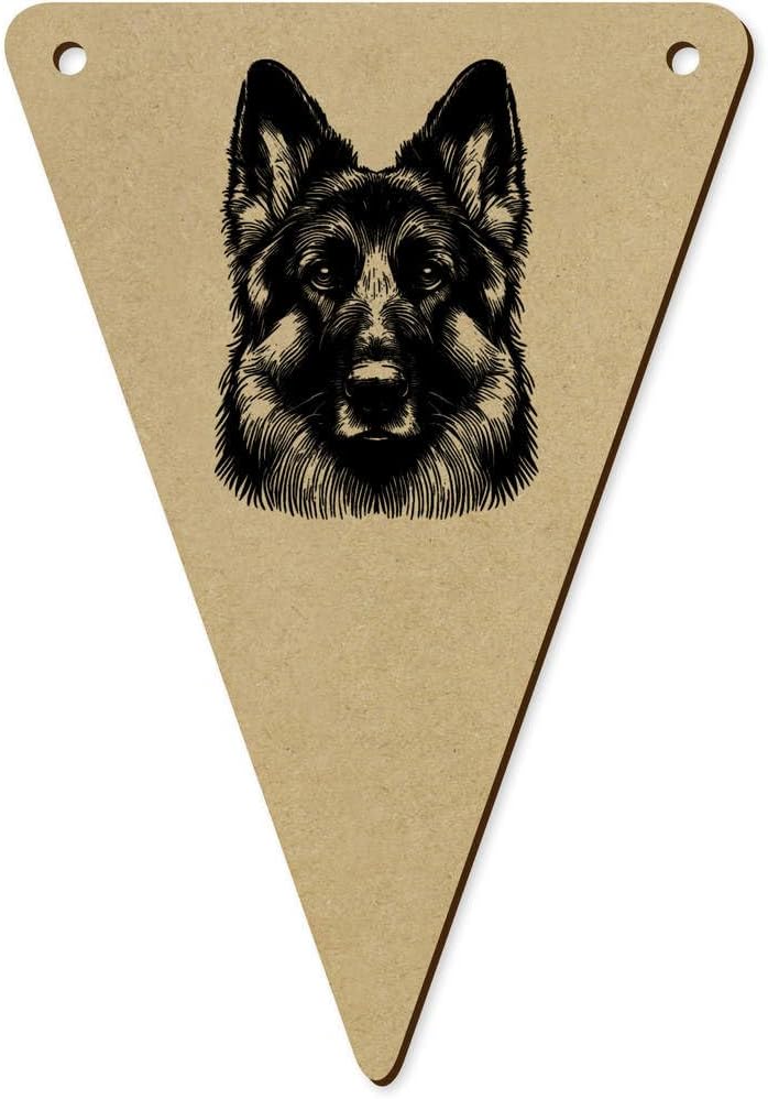 Azeeda 5pcs German Shepherd Dog Wooden Bunting Flags