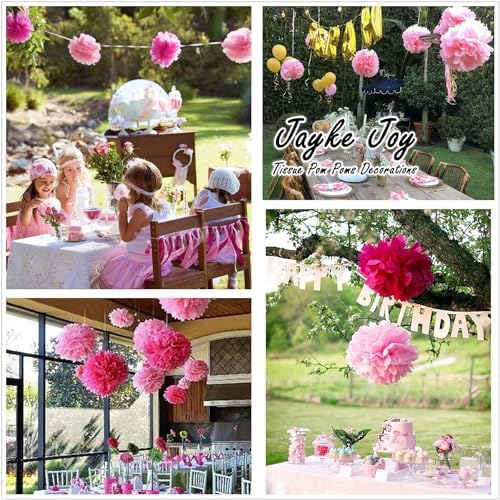 10pcs Pink Tissue Paper Pom Poms for Decorations