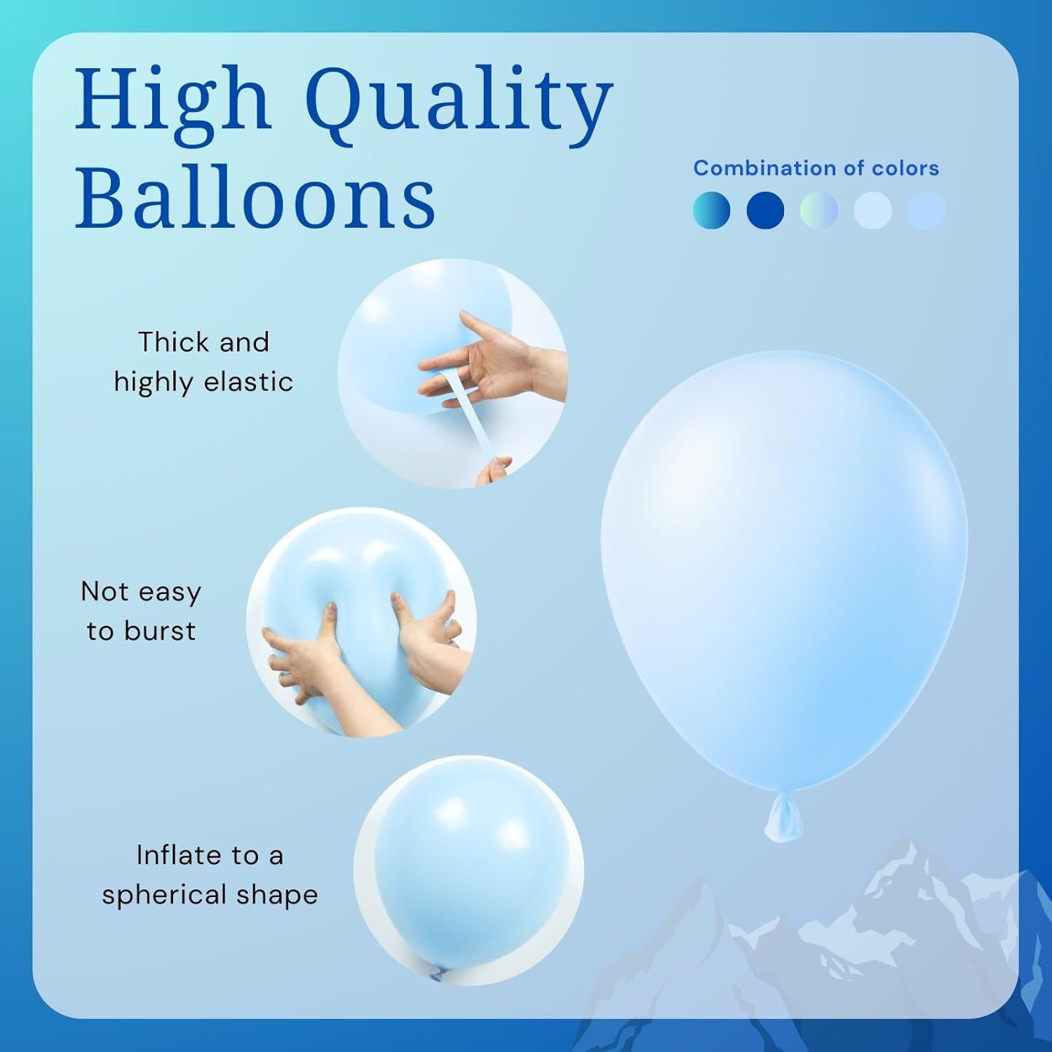BAUANOOY 60pcs 12 Inch Blue Balloons Party Decorations Kit