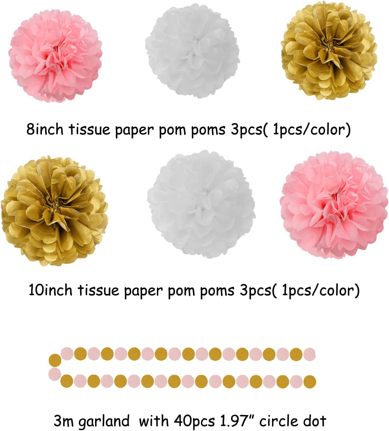 Pink White Gold Girl Birthday Decor Kit 23pcs
