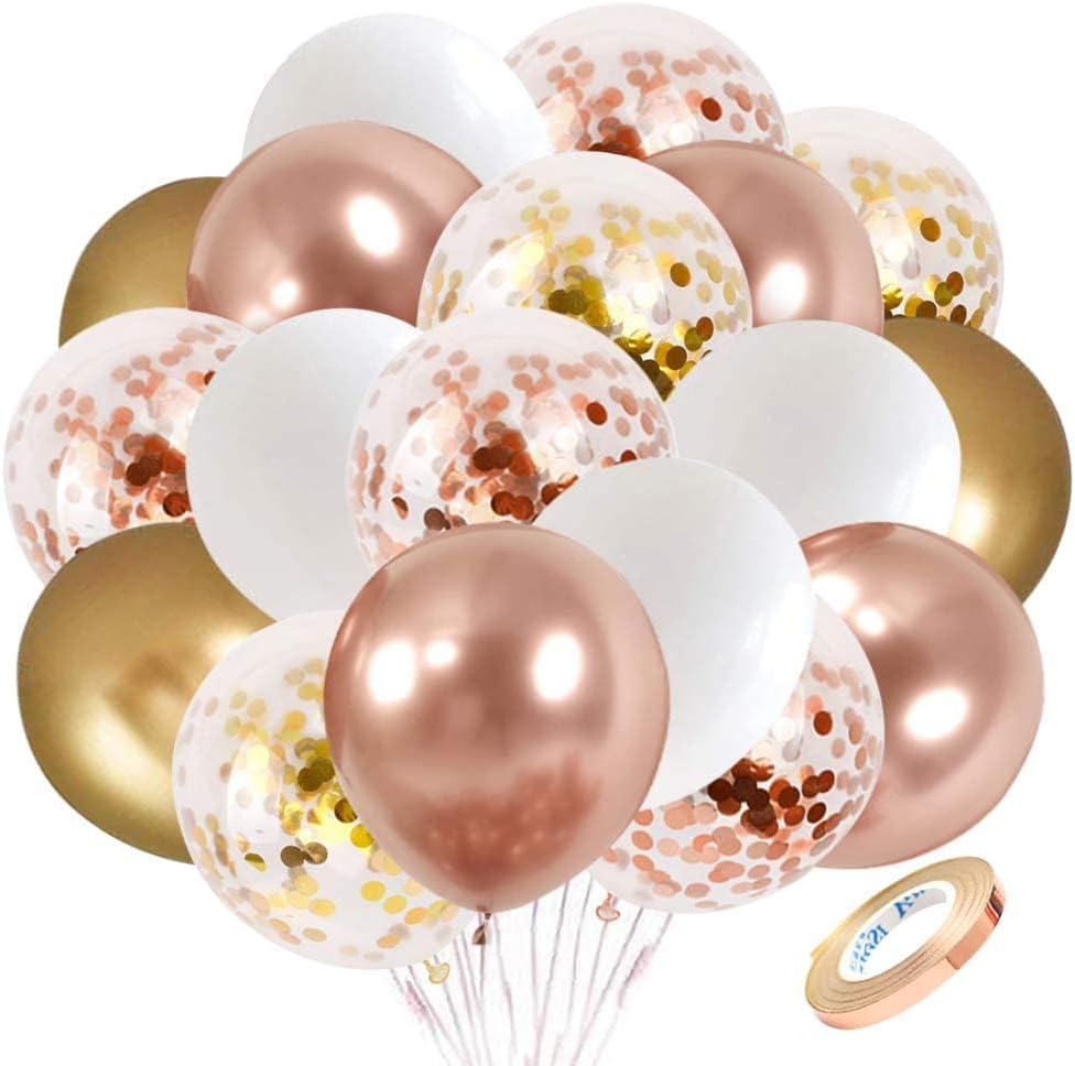 Rose Gold Confetti Latex Balloons 60PCS for Parties