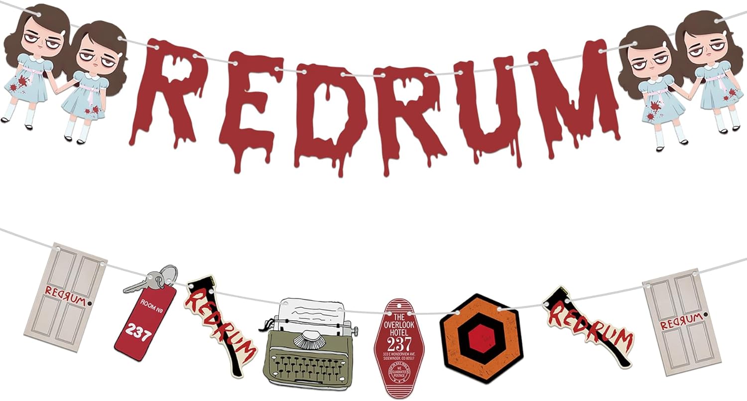 HOMEZZO Halloween Horror Banner Redrum Party Sign