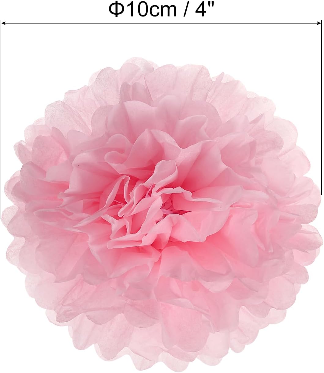 PATIKIL 4 Inch Light Pink Tissue Pom Poms 20 Pack