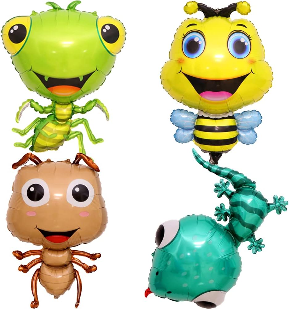 Insect Animal Balloons 4PCS Bee Gecko Ant Mantis