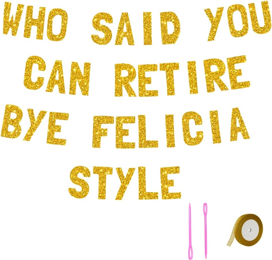 Meowoo Retirement Decor Banner with Gold Glitter