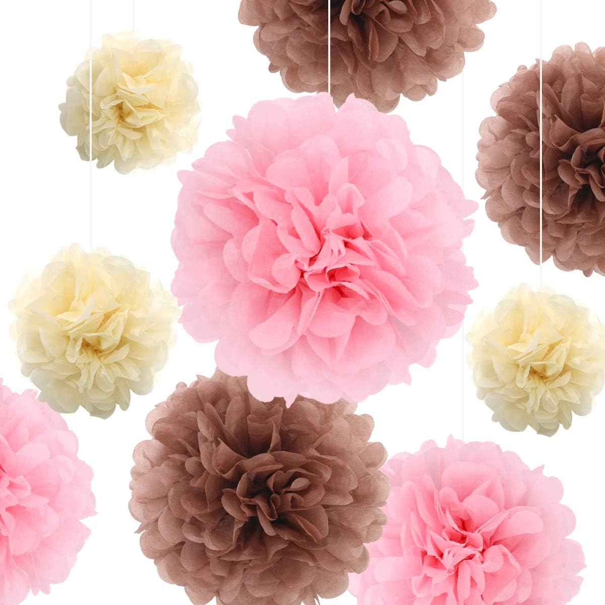 Binpeng Pompom Flower Balls Wedding Decorations 9pcs