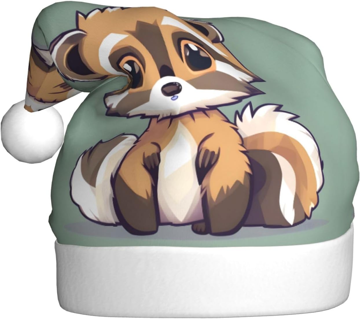 QINZHENG Cartoon Raccoon Santa Hat