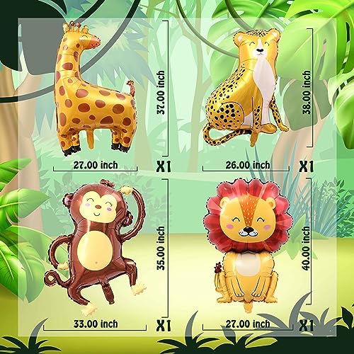TUWUNA 9Pcs Safari Jungle Animal Balloons Set