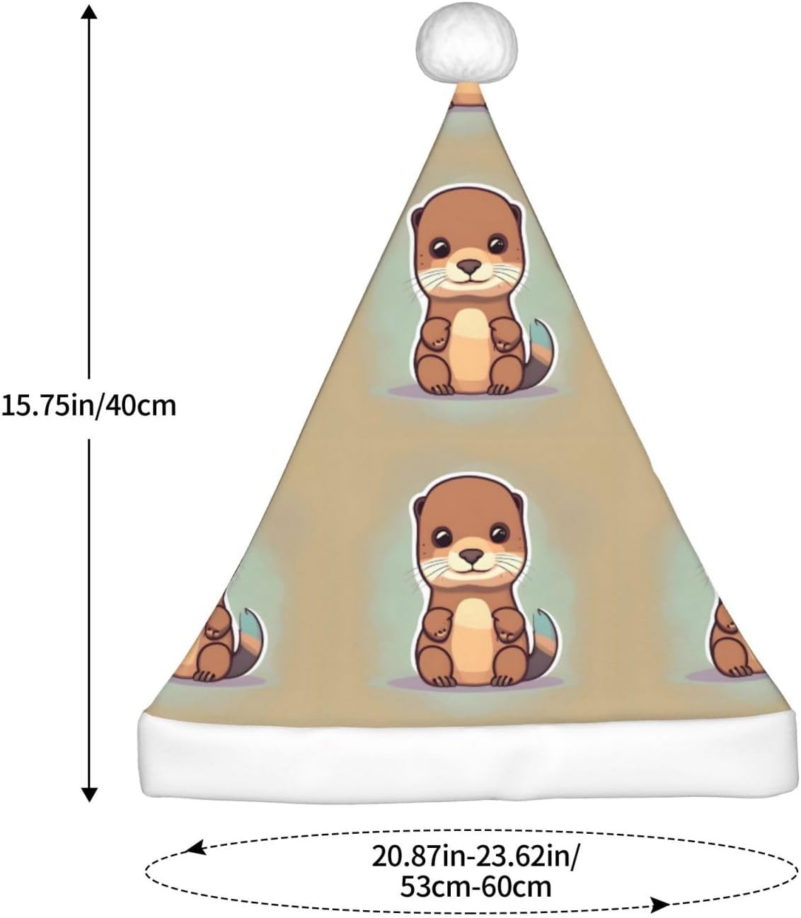 Cartoon Cute Otter Santa Hat Personalized