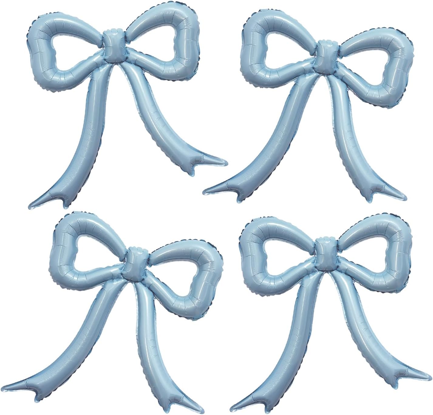 4pcs Dusty Blue Bow Foil Balloons Set