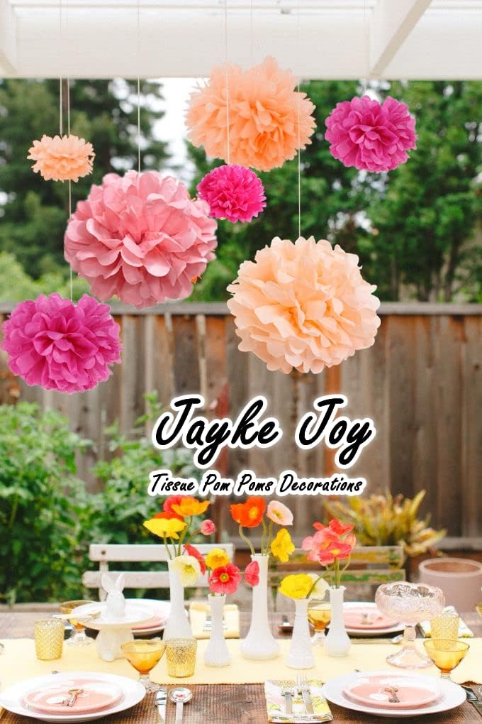 12 Pcs Pink Tissue Paper Pom Poms Kit