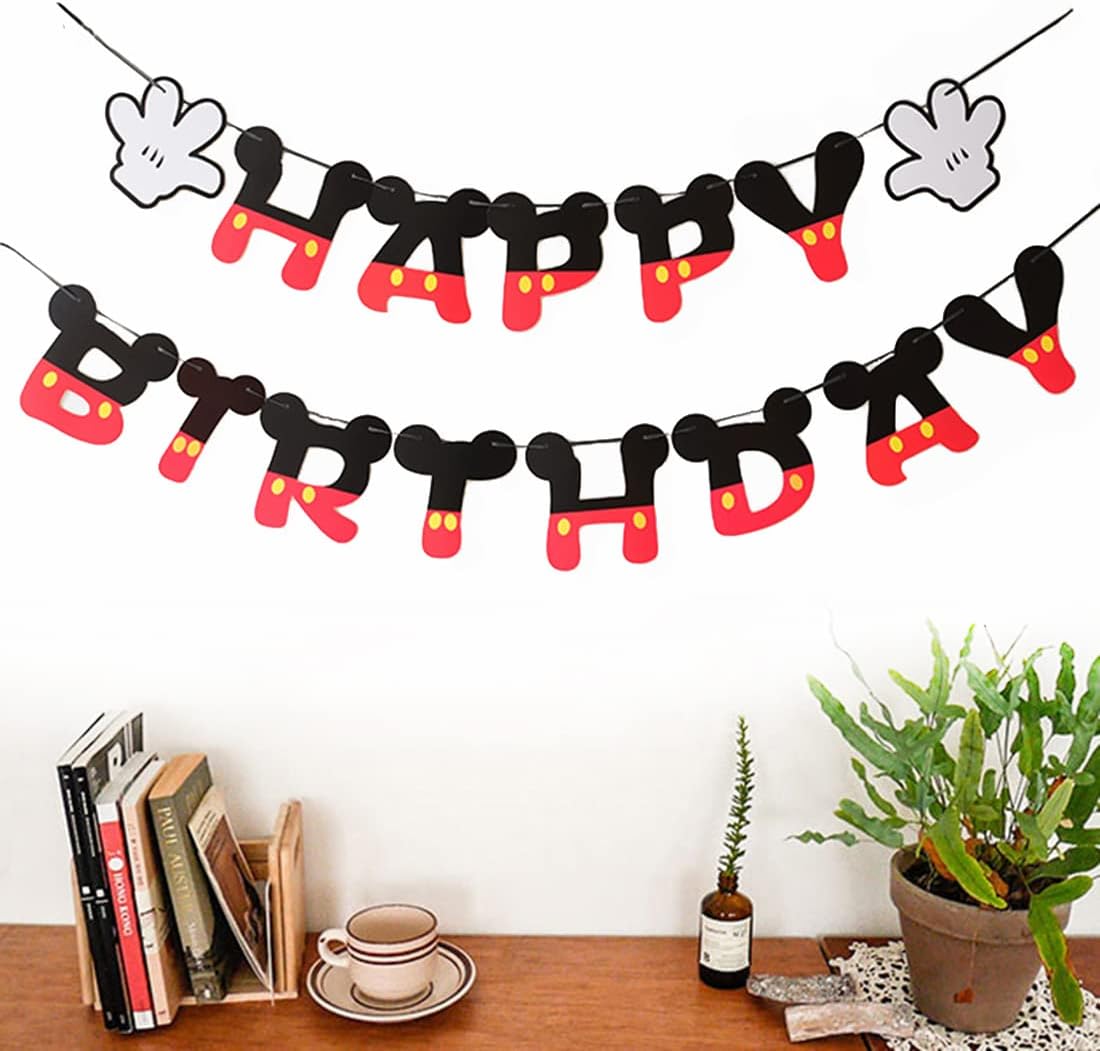 Morndew Cartoon Mouse Birthday Banner Set