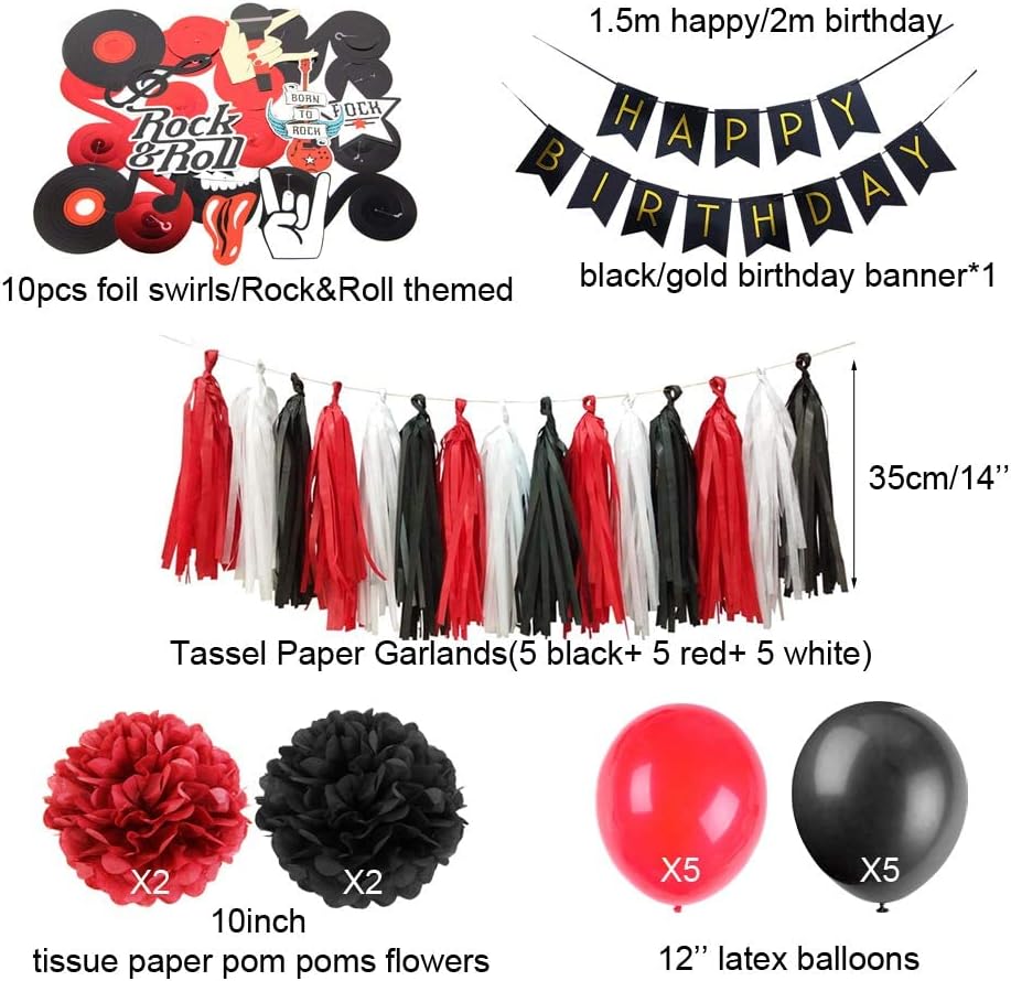 Rock and Roll Birthday Party Decoration 40pcs Easy Joy