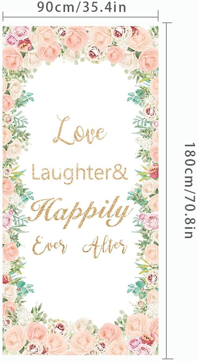 Love Laughter Wedding Door Cover 708X354 Beige