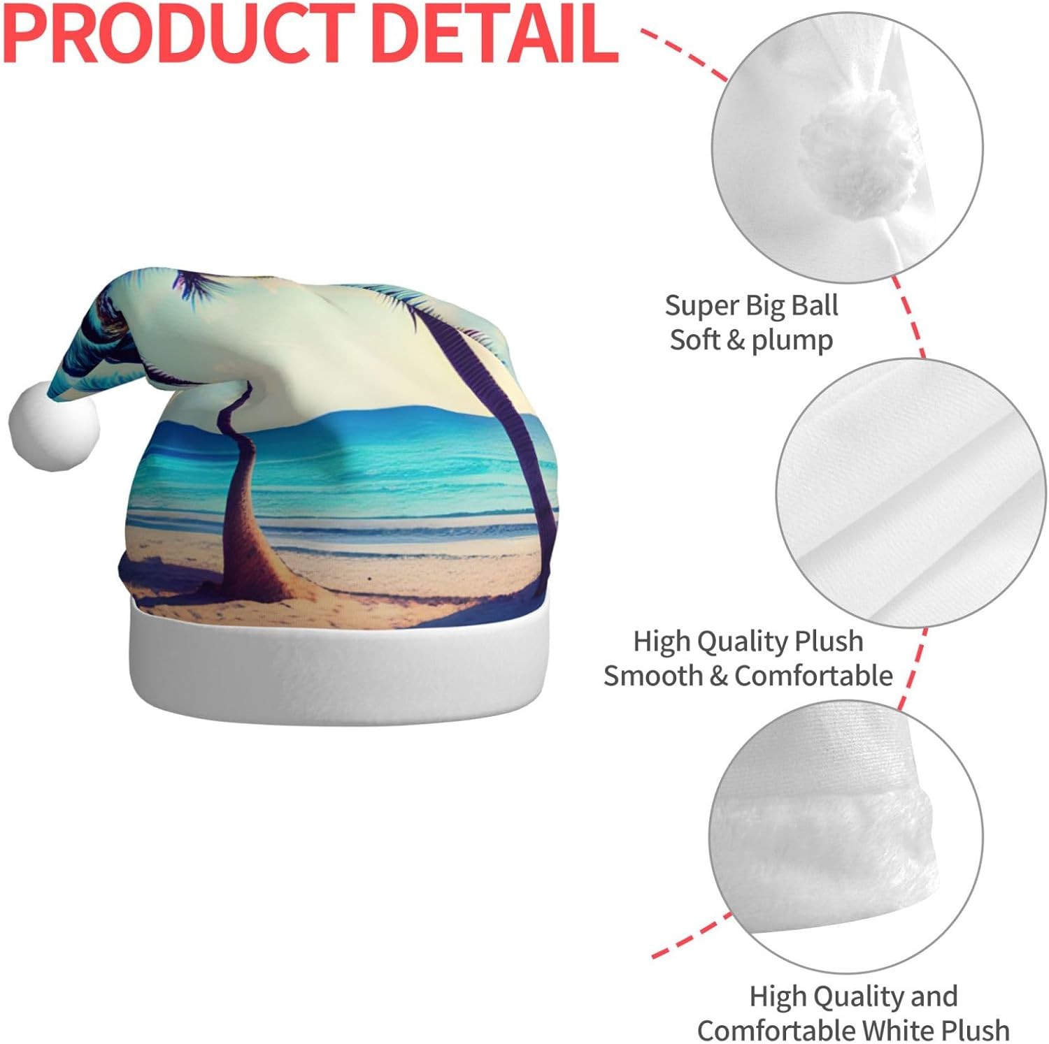 QINZHENG Beach Palm Trees Santa Hat Christmas Gift for Women