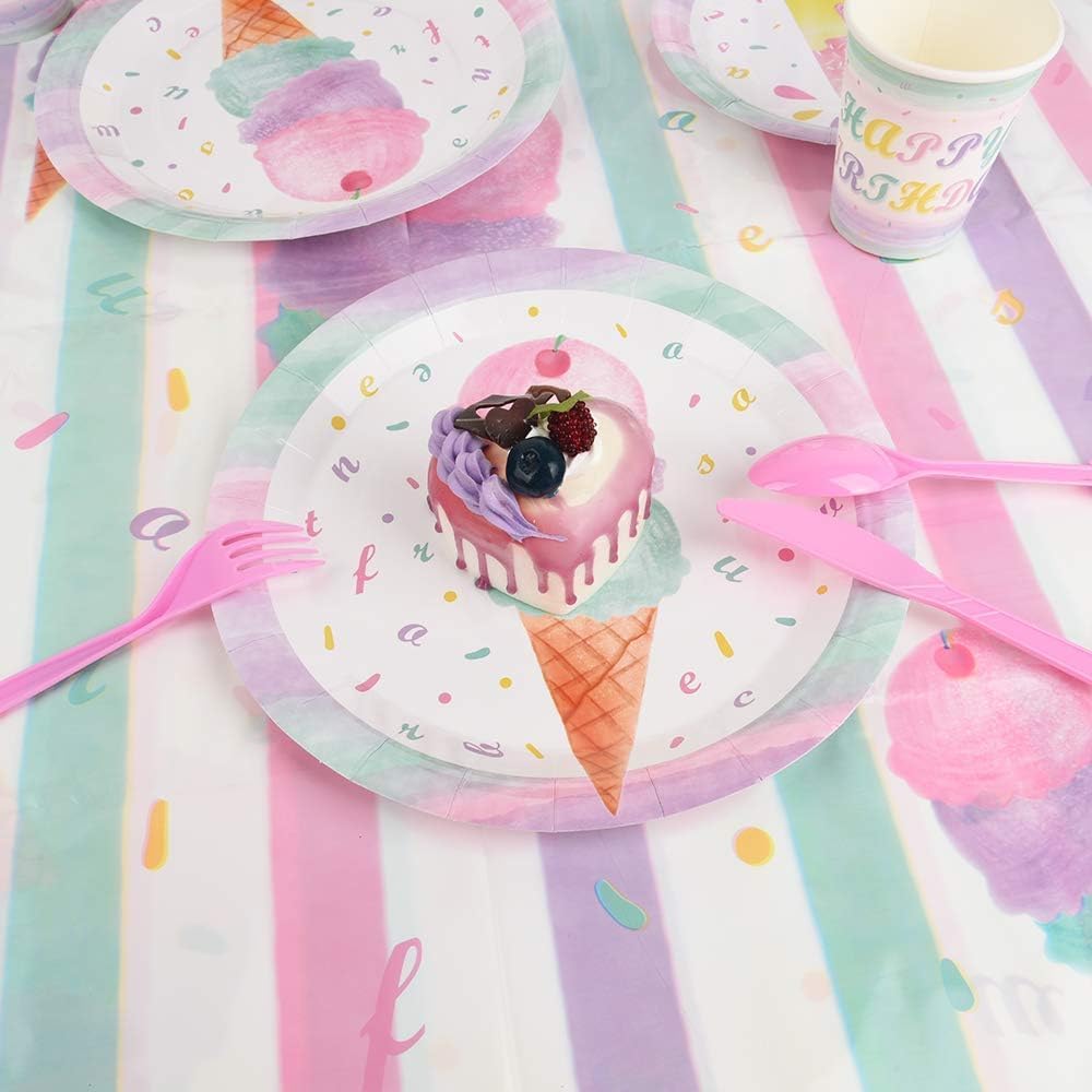 Ice Cream Party Supplies Set for 16 Guests