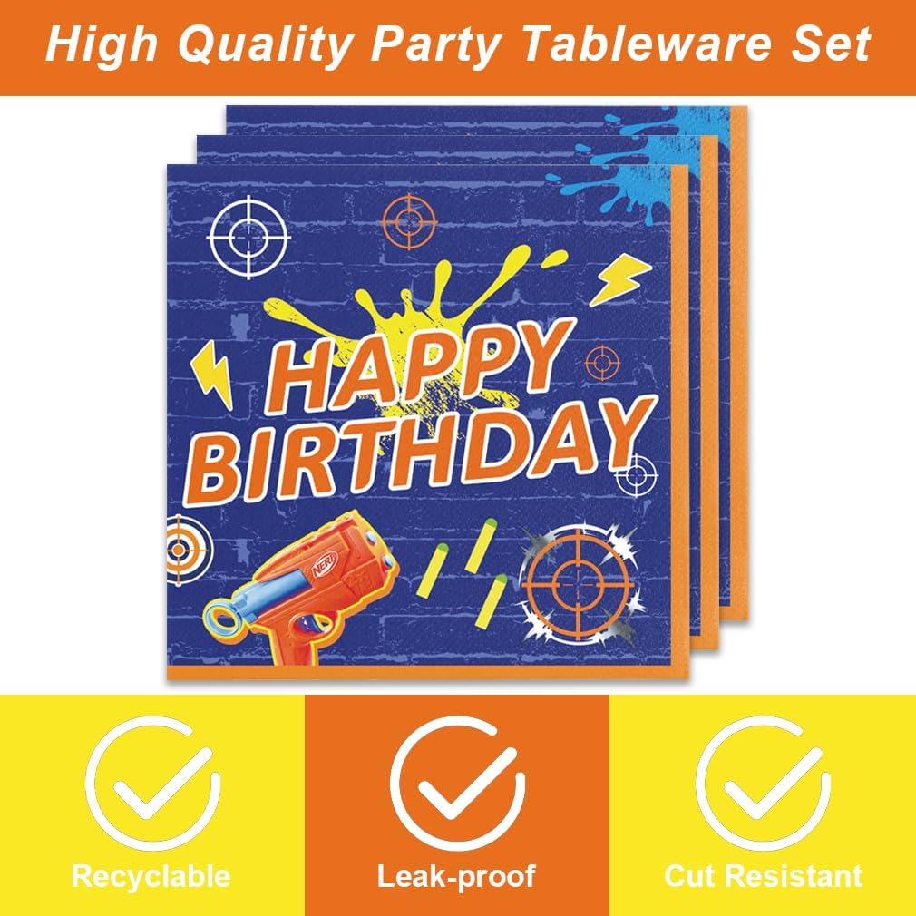 40Pcs Dart War Party Decorations Plates and Napkins Set