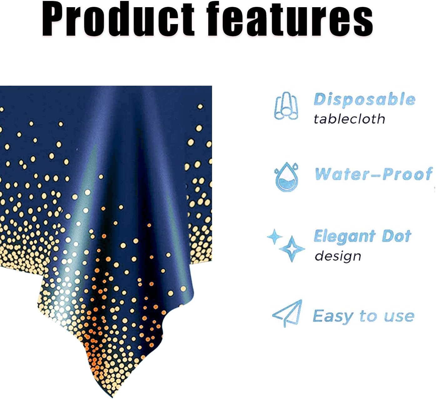 2 Pack Navy Blue Dot Confetti Tablecloths for Parties