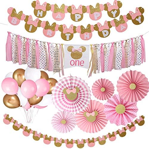 Minnie Girls 1st Birthday Party Supplies Pack