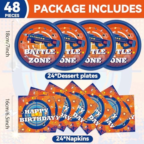 48Pcs Dart War Party Plates and Napkins Set