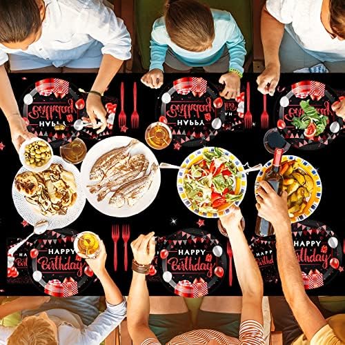 Red and Black Birthday Party Supplies Set for 20 Guests