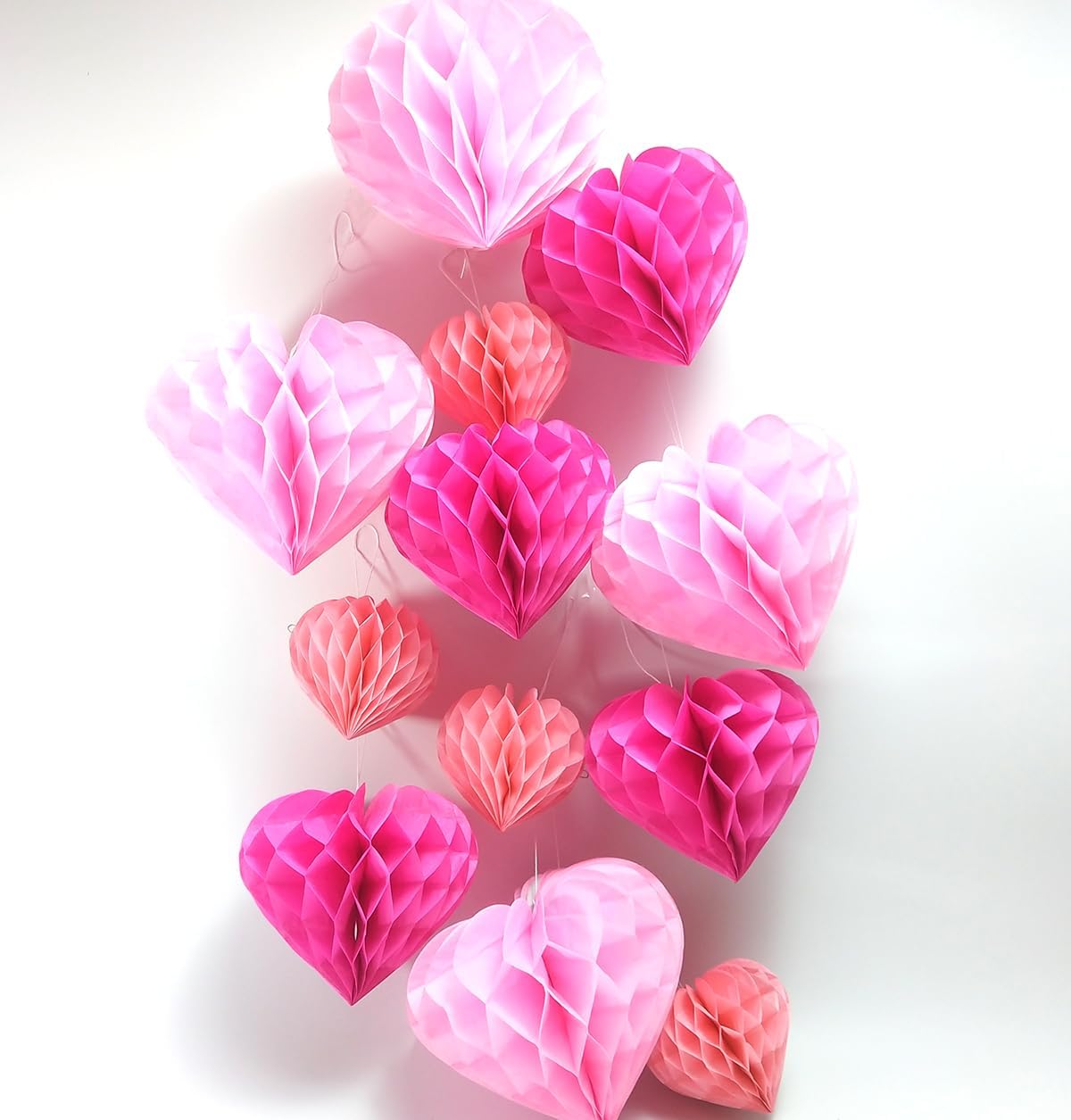 Heart Tissue Paper Pom Poms Decor Set 12pcs