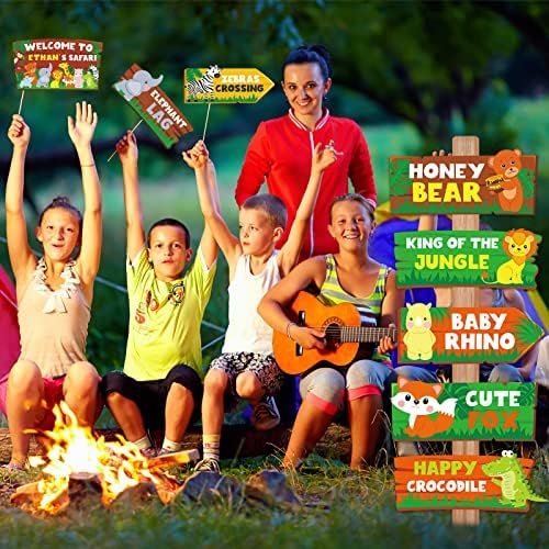 HOWAF 20pcs Jungle Safari Party Welcome Signs