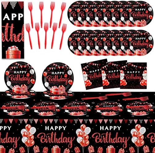 Red and Black Birthday Party Supplies Set for 20 Guests