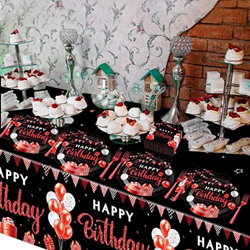 Red and Black Birthday Party Supplies Set for 20 Guests