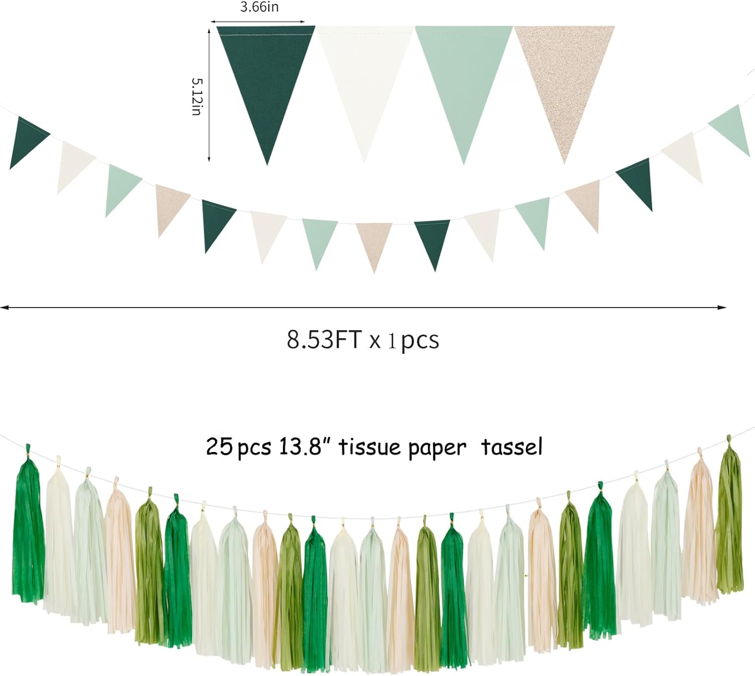 Sage Olive Green Champagne Gold Party Decorations 30pcs