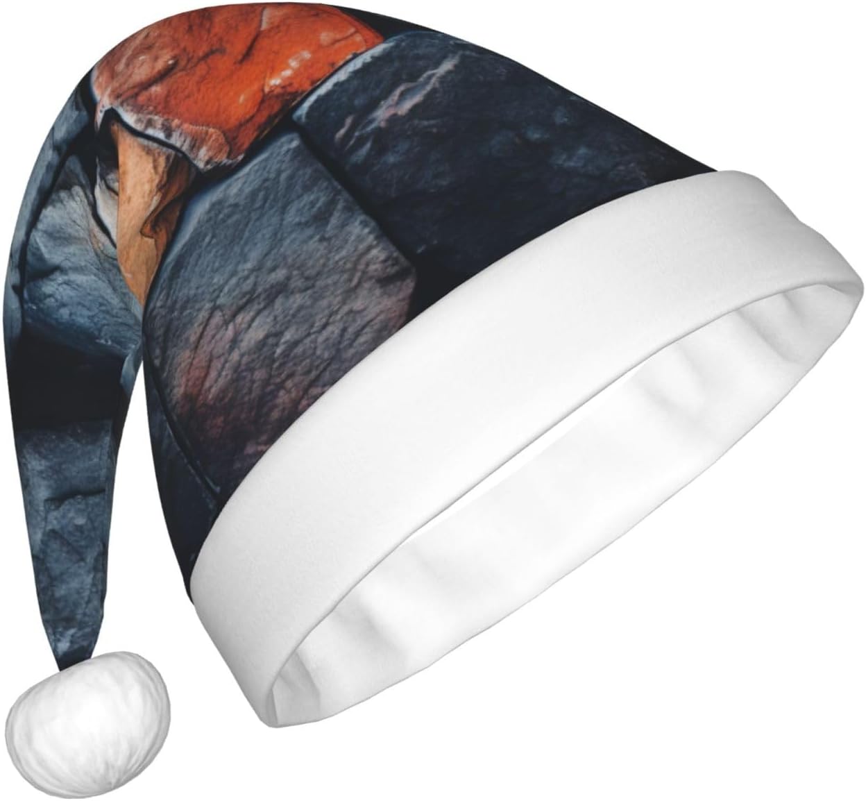 QINZHENG Retro Stone Print Santa Hat for Women