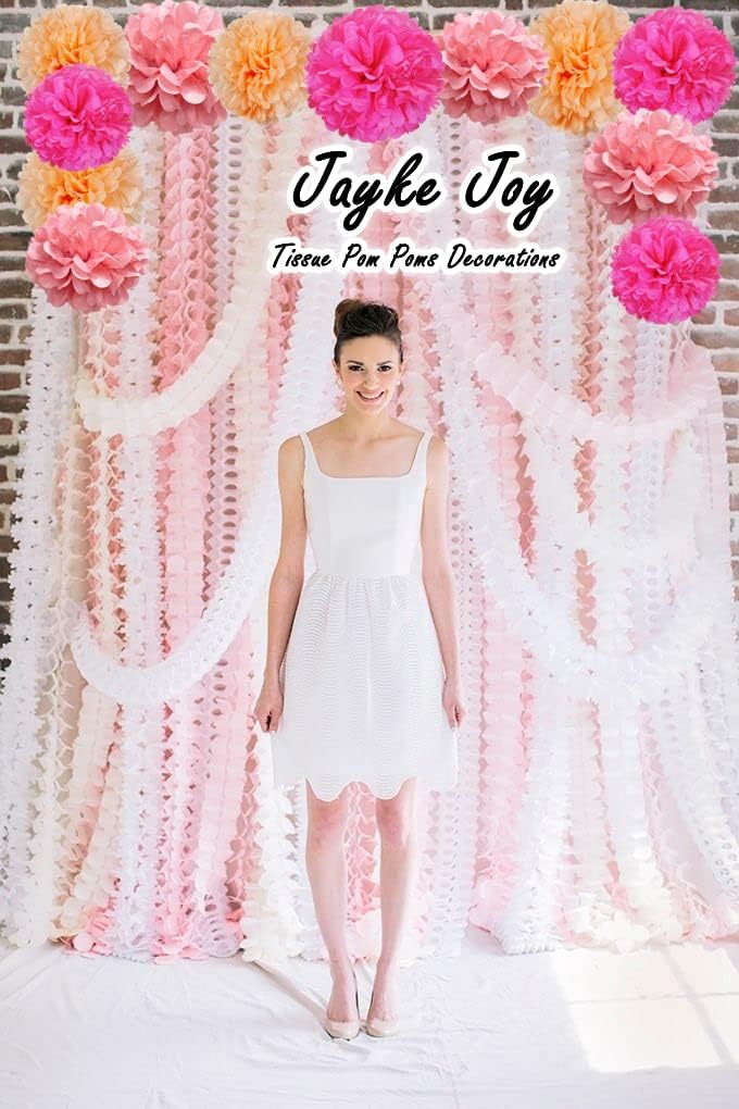12 Pcs Pink Tissue Paper Pom Poms Kit