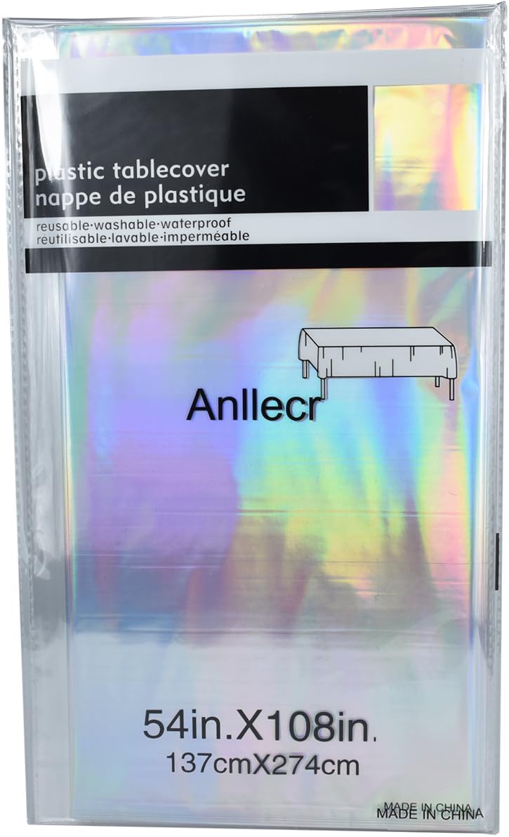 Anllecr 3 Pack Holographic Tablecloths for Parties
