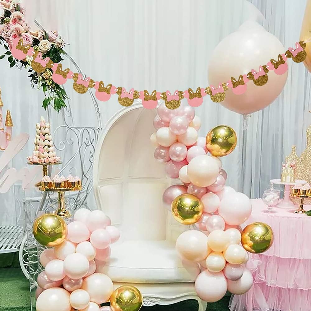 Pink Gold Minnie Themed Birthday Decor Kit