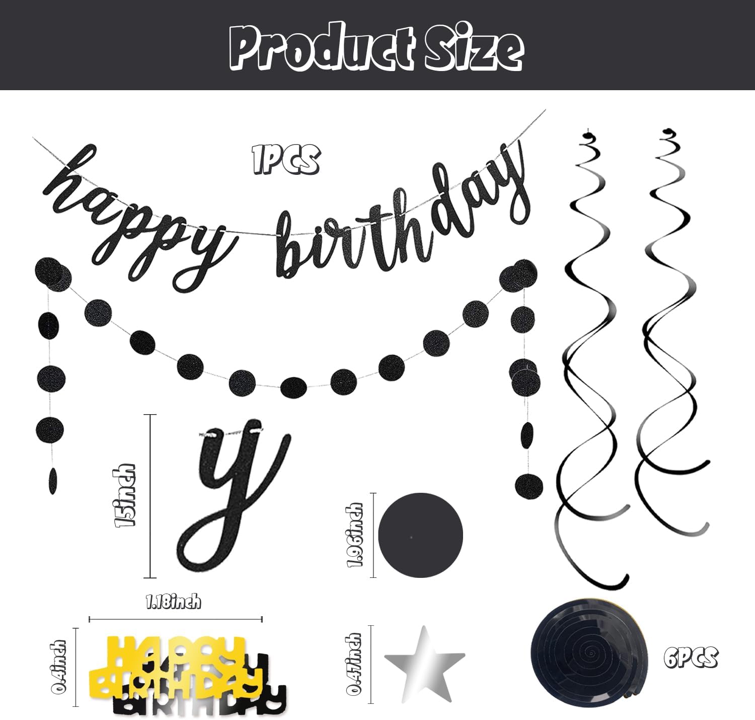 Glitter Happy Birthday Decorations Party Kit