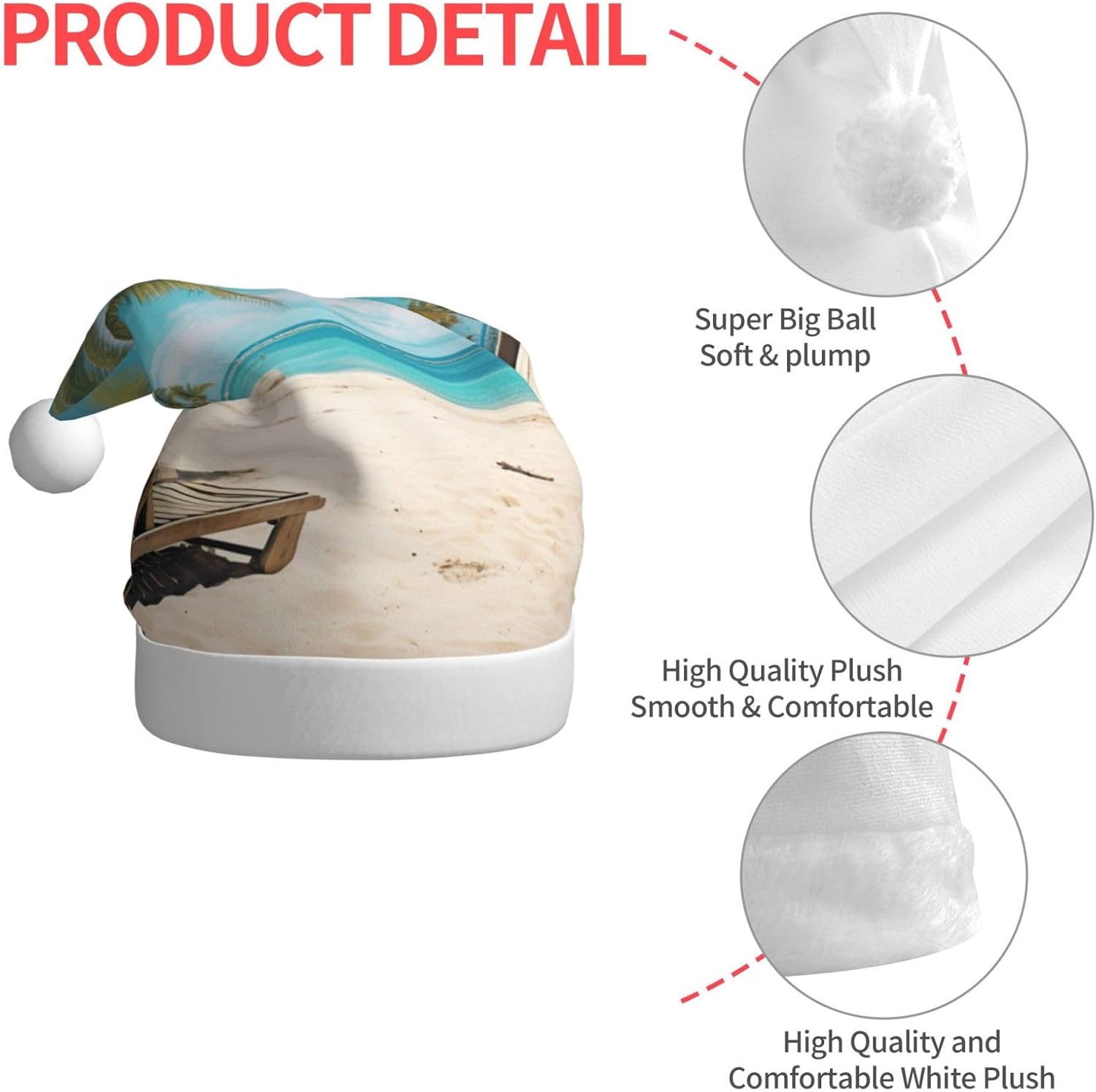 QINZHENG Personalized Santa Hat with Beach Print