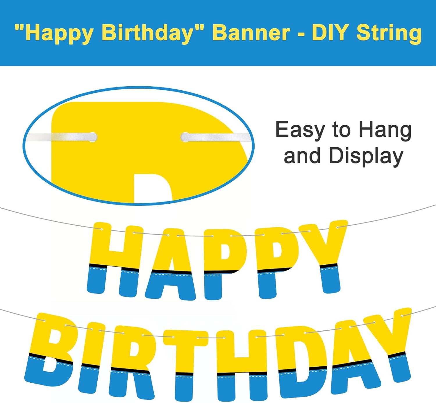 BOXOB Cartoon Happy Birthday Banner Decorations