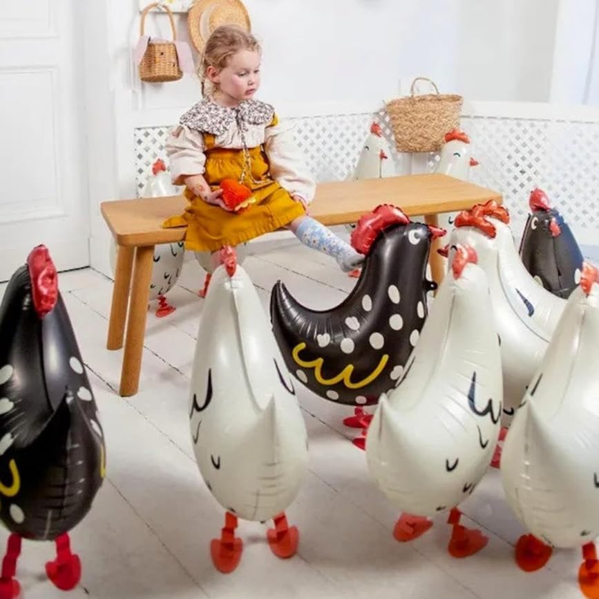 8pcs Walking Chicken Balloons Birthday Decorations